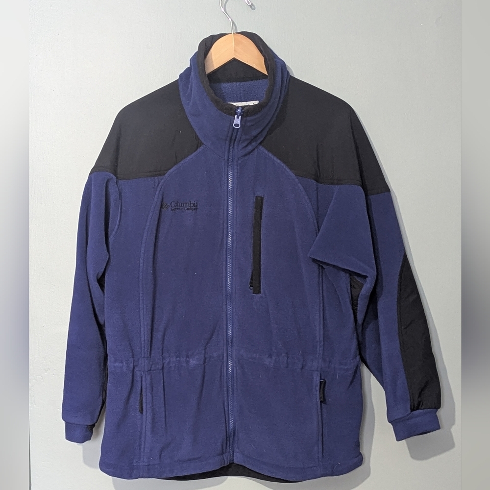 Columbia Fleece Jacket Womens Blue Black Full Zip Long Sleeve‎ Vintage 90's Y2K